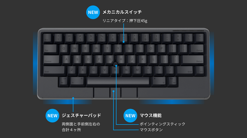 HHKB新作は遂にポインタ搭載＆メカニカルの『HHKB Studio』 4つのジェスチャパッドでクリエイター向けにも