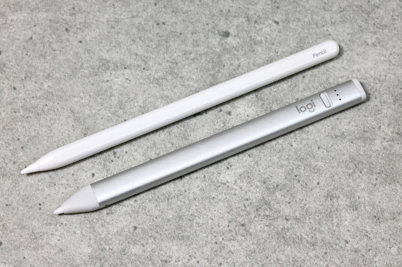 ▲Apple Pencilの安価なニセモノと、LogicoolのCrayon（USB-C）。どちらも筆圧感知には対応していない