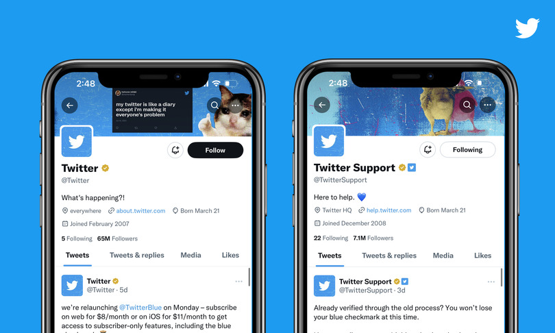 Twitter、企業公式は四角いアイコンと金バッジに。所属メンバーを認証できるBlue for ビジネスも開始