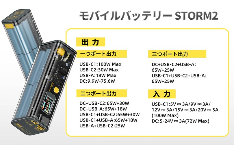 DC出力やディスプレイ搭載の大容量モバイルバッテリーがAmazonで30%オフ。最大100WのUSB PD対応 #てくのじDeals