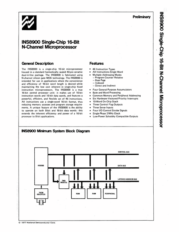 新連載【人知れず消えていったマイナーCPUを語ろう】Intel 8080と同時代に生まれた16bit CPU「NS IMP-16/PACE/INS8900」の不遇（大原雄介）