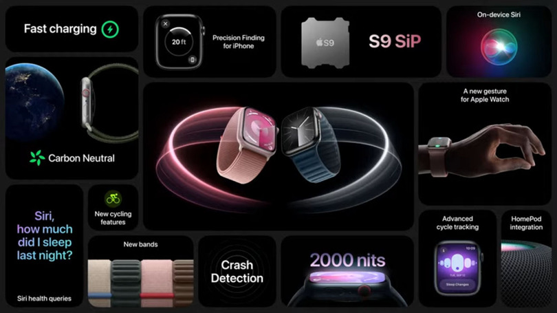 Apple Watch Series 9発表。新型SiP「S9」で高速化、画面輝度2倍、新色ピンクも追加