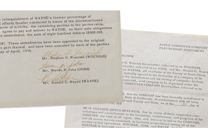 アップルの設立契約書類が競売へ。ジョブズ、ウォズ、ウェインの創業者3名の署名入り 画像