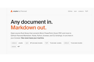 Word・Excel・PDFなどの文書をAIが読みやすいMarkdownに爆速変換する「anydoc」がオープンソース公開（生成AIクローズアップ） 画像