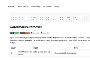Anthropicの電子透かし導入発表直後に登場した透かし剥がしOSS「watermarks-remover」がClaude・Gemini・OpenAIに対応（生成AIクローズアップ） 画像