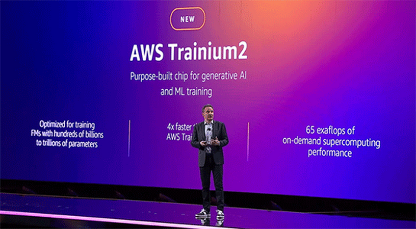 アマゾン、数千億~数兆パラメータの生成AIトレーニングに最適化した独自プロセッサ「AWS Trainium2」発表。性能は初代比最大4倍 画像