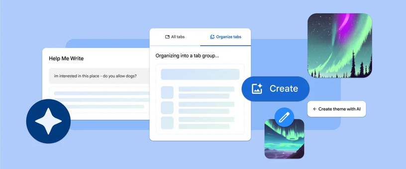 Google、Chromeのタブ増えすぎ問題をAIで解決。スマートタブ整理やどこでも文例生成など3つの実験AI機能を導入 画像