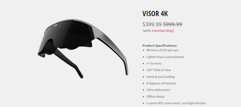 Vision Proより実用的うたうVR/ARヘッドセットImmersed Visor、初期費用399ドルのサブスクVisor Plus発表。出荷は2024年半ば(予定) 画像