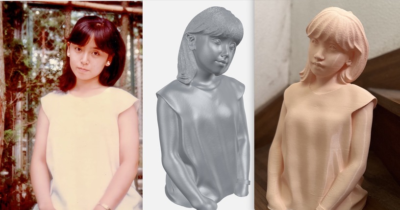 触れて感じ取れる生成AI。1枚の人物写真から高精細3Dモデルを作り出すSparc3Dで、妻の半身像を3Dプリントしてみた(CloseBox) 画像