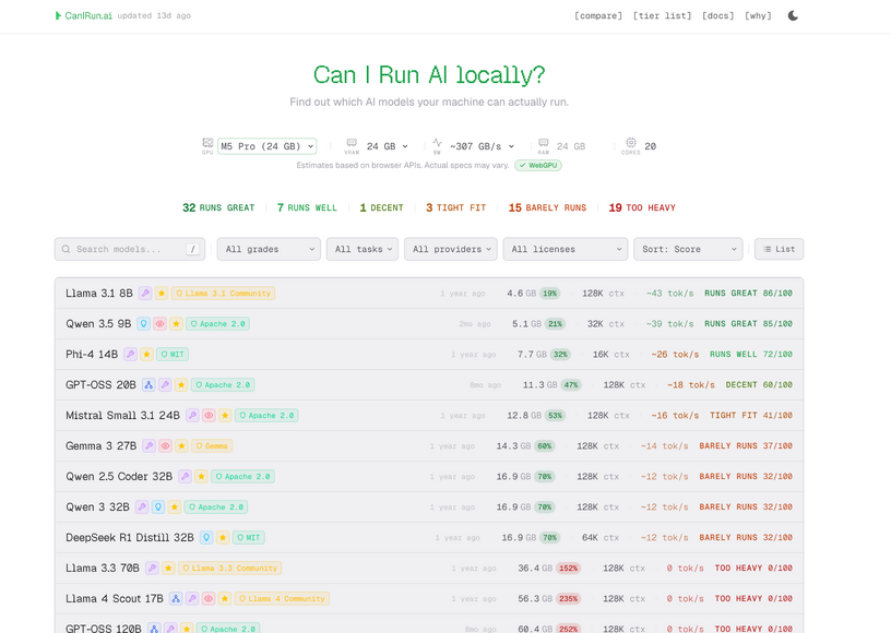 「君のPC、どのローカルAIを動かせる？」がわかるWebサイト「CanIRun.ai」が便利。訪問するだけで自動判定（生成AIクローズアップ） 画像