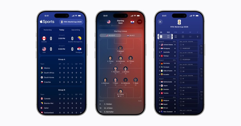「Apple Sports」アプリが日本を含む170以上の国・地域に拡大、サッカーW杯2026向け新機能も追加 画像