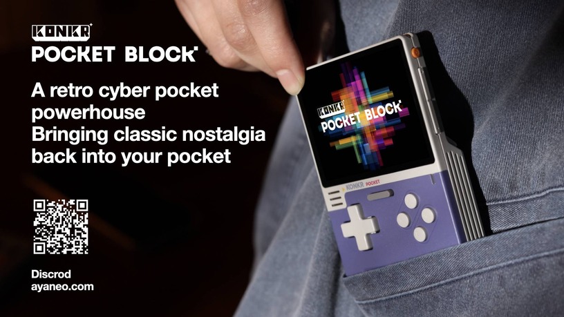 AYANEO傘下のKONKR、世界初のAIゲーミングハンドヘルド「Pocket BLOCK」を発表 画像