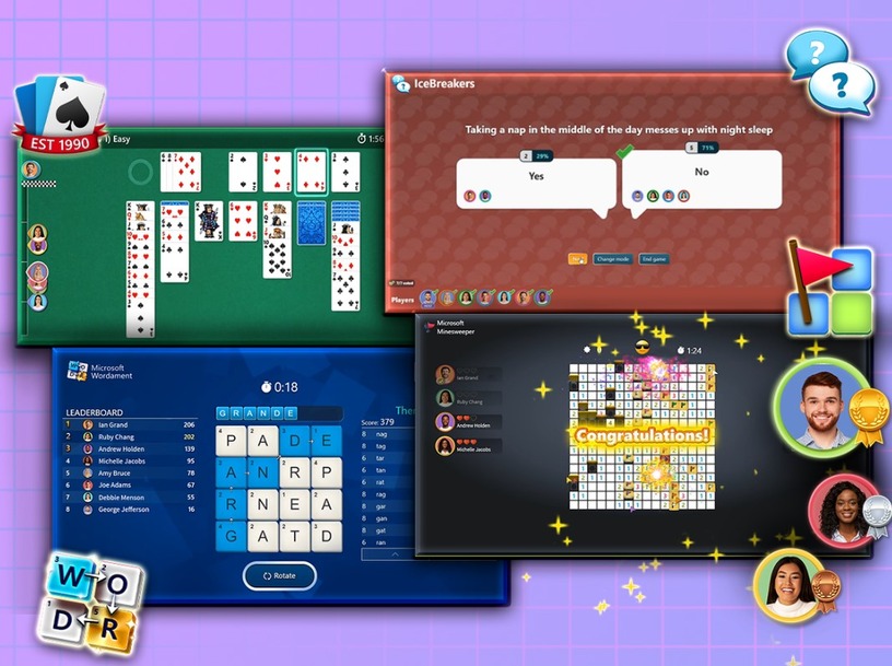 マイクロソフト、「仕事用ゲーム」をTeams統合。ソリティアやマインスイーパーを最大250人でプレイ 画像