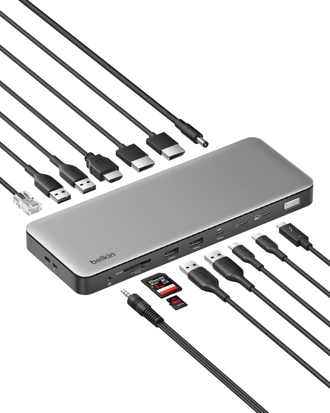 ベルキン、14ポート搭載Thunderbolt 4ドック INC030発売　DP x2とHDMIで3画面出力、96W PD給電でノートをワークステーション化 画像