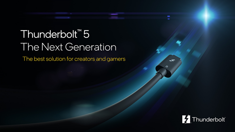 インテル、Thunderbolt 5発表。最大120Gbpsに到達、4K 144Hzモニタ3枚や240W給電対応の次世代コネクティビティ規格 画像