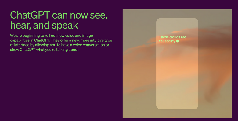 ChatGPT、画像と音声使った会話が可能に。Plusユーザーはモバイルアプリでマルチモーダルに