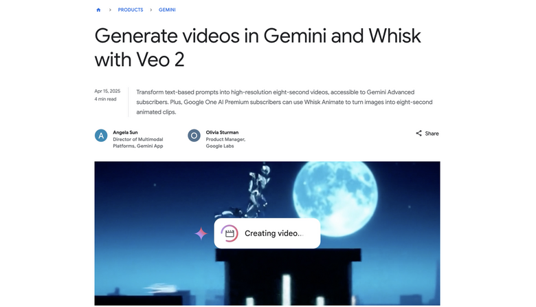 Googleの最先端動画生成AI「Veo 2」がGemini Advancedでロールアウト。そして偽サイトには騙されないように（CloseBox）
