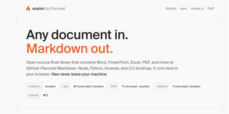 Word・Excel・PDFなどの文書をAIが読みやすいMarkdownに爆速変換する「anydoc」がオープンソース公開（生成AIクローズアップ）