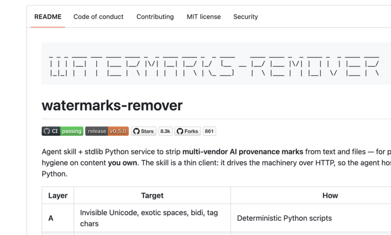 Anthropicの電子透かし導入発表直後に登場した透かし剥がしOSS「watermarks-remover」がClaude・Gemini・OpenAIに対応（生成AIクローズアップ）