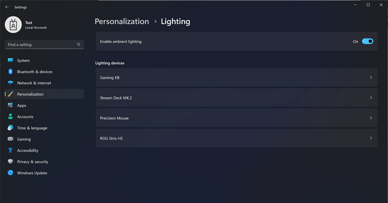 Windows 11プレビューに周辺機器のライト設定、光るゲーミングデバイスが専用アプリ不要に