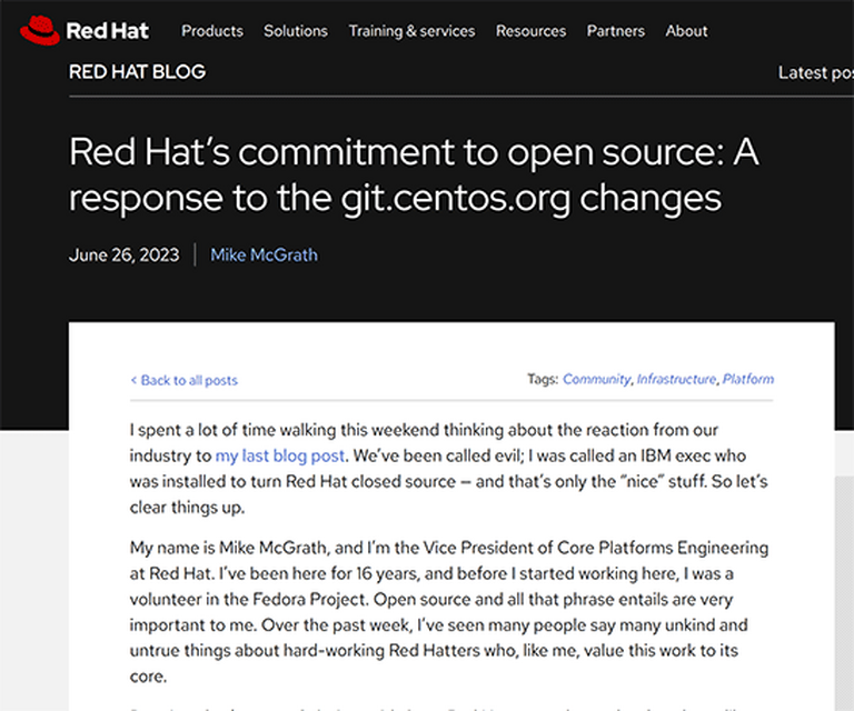 Red HatがRHELクローンLinuxベンダーを強く非難。「付加価値なくコードをリビルドするだけ」「オープンソースに対する脅威」