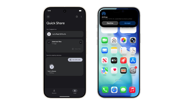 Pixel 10以降のAndroid Quick Share機能でアップルデバイスとのAirDrop送受信が可能に。Googleが「独自に実装」 画像