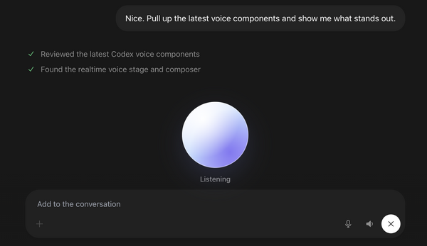 ChatGPT Voiceがデスクトップ対応、Codex や Work も音声モードで指示が可能に　GPT-Liveで相槌も打てる自然な会話実現 画像