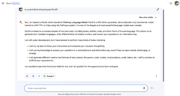 Googleの大規模言語モデル「Bard」、日本でも利用可能に。英語のみだが、改良されたPaLMベース 画像