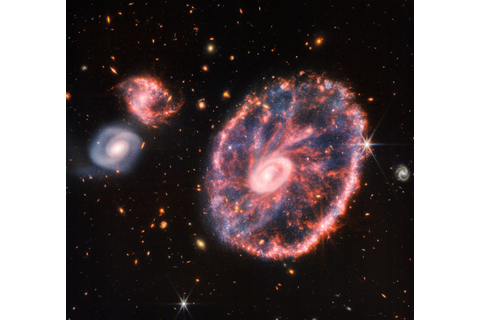 ジェイムズ・ウェッブ宇宙望遠鏡で覗く遠い宇宙、新作は「車輪銀河」 画像