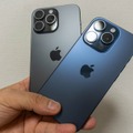 ▲iPhone 15 Pro Maxと15 Pro。色は「ブラックチタニウム」と「ブルーチタニウム」