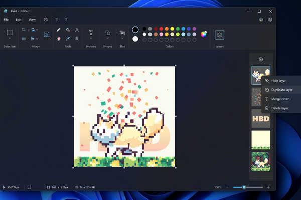 Windows 11の「ペイント」大進化。26日に画像生成AIや背景除去、レイヤー機能を含むアップデート配信 画像