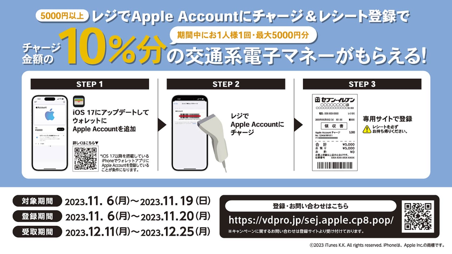 セブン-イレブンでAppleアカウントに直接チャージで10％還元