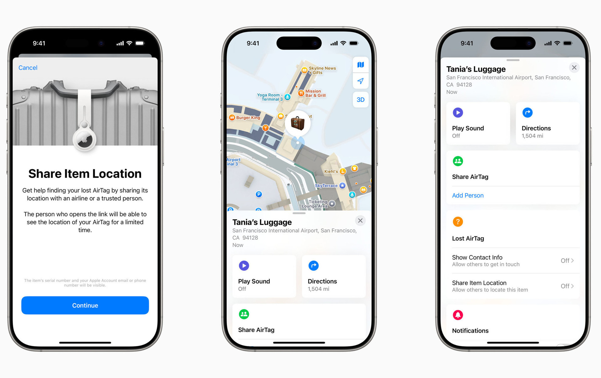アップル「探す」情報を航空会社などに共有する「Share Item Location