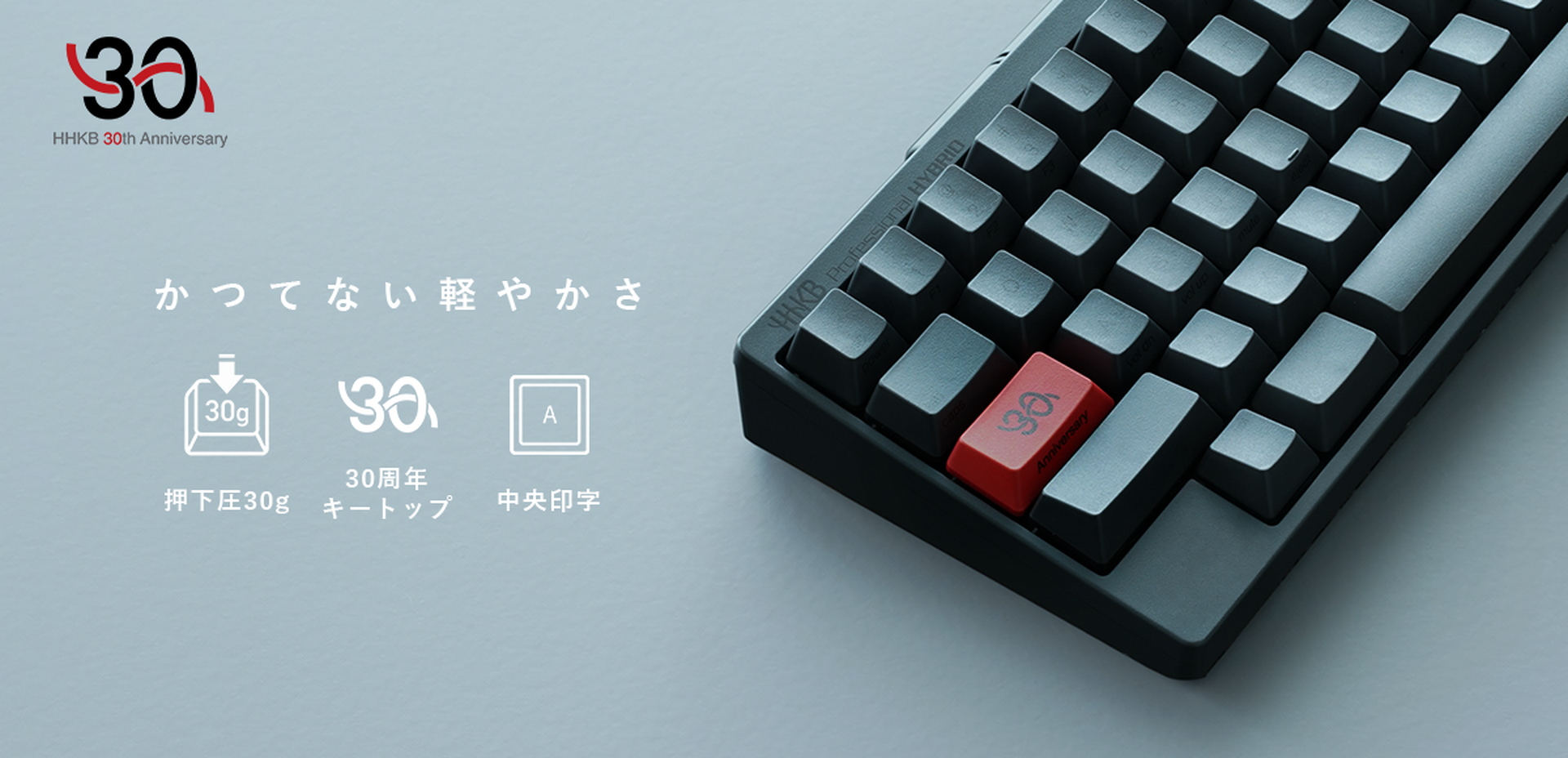 HHKB初の押下圧30g、30周年限定モデルを試し打ち 赤いCTRLキー同梱の
