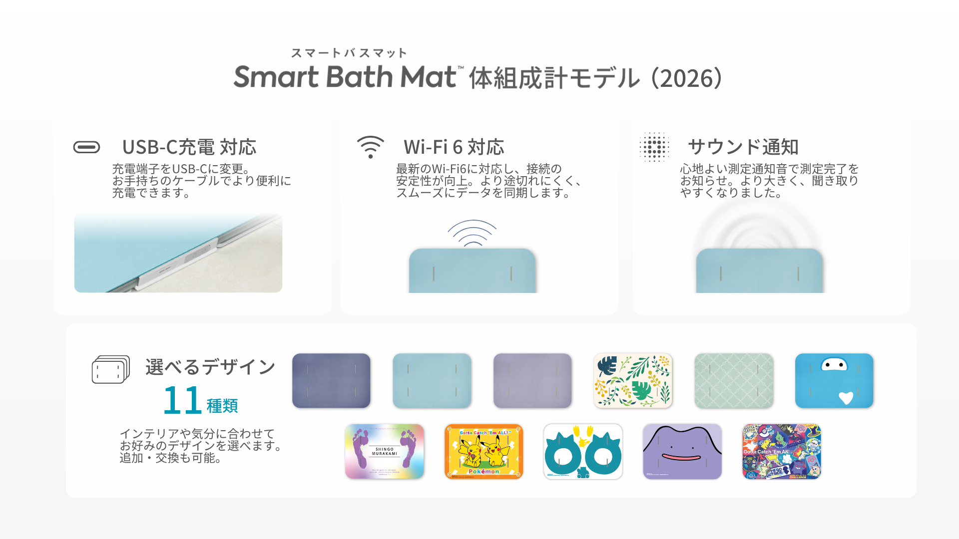 スマートバスマット　2026年体組成計モデル 乗るだけ体組成計スマートバスマットに新モデル、AIで体重変動を先読み