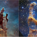 ウェッブ望遠鏡、わし星雲「創造の柱」を鮮明に描き出す。ハッブルとの比較も