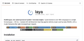 新種の“判断だけAI”が無料で使える「Laya」がオープンソースで登場。Jevの約7.8倍高速（生成AIクローズアップ） 画像