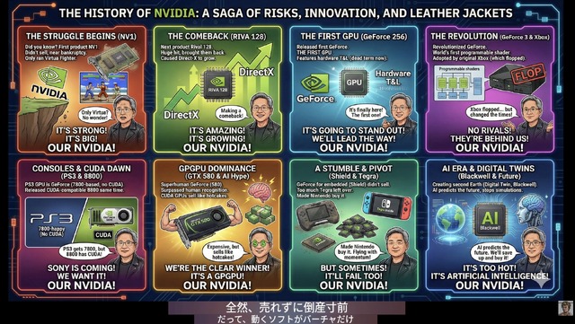 新連載「歌うテックニュース」スタート。AIが作った歌と解説画像でNVIDIAの歴史を学ぼう（西川善司）