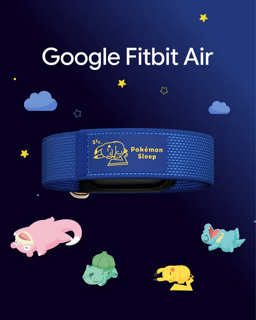 Google Fitbit Airにポケモンスリープ コラボモデル、「すやすやねむるピカチュウ」プリントのSleepy Blueバンド