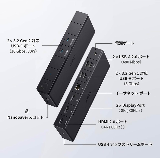 Ankerの8K出力対応USB4ドッキングステーションがAmazonで25％オフセール中、さらに5％ポイント還元も #てくのじDeals