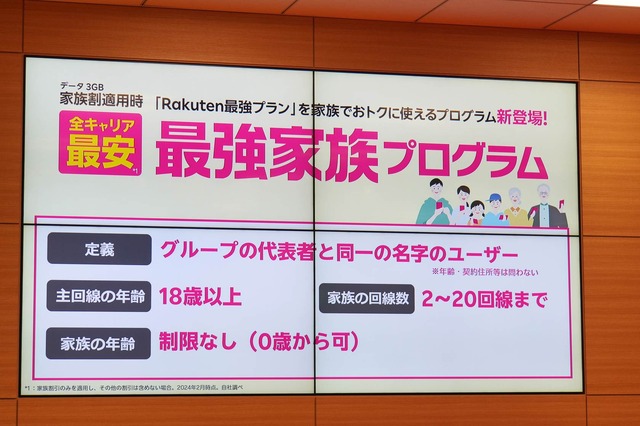 楽天モバイル「全キャリア最安」うたう最強家族プログラム＆月30GB無料の株主優待で契約者獲得に再びアクセル。過去の反省踏まえブレーキも上手に（石野純也）