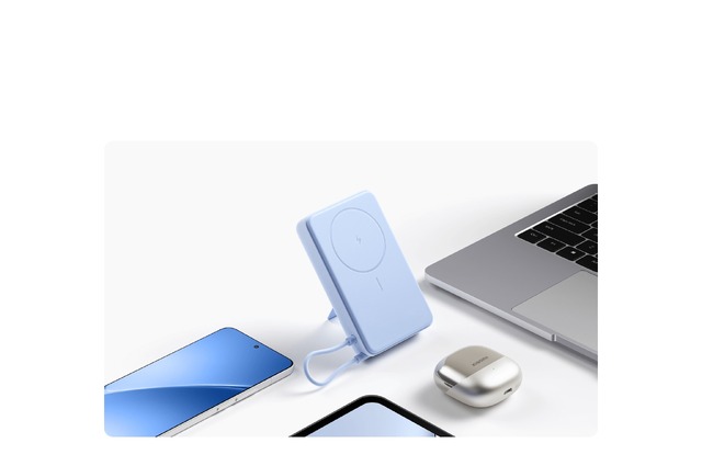 シャオミ、早割4280円の多機能マグネット式モバイルバッテリー発売　無線15W・有線33Wでケーブル直付け、スタンド・ディスプレイ搭載