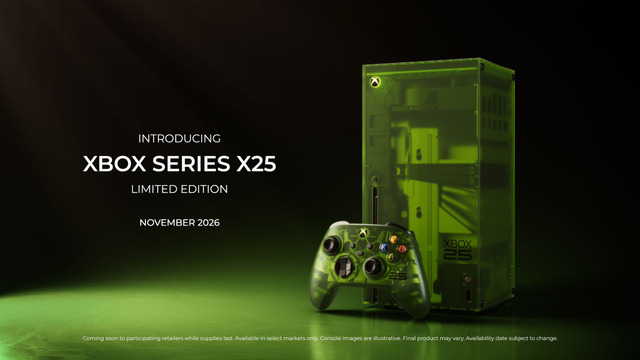 Xbox25周年記念限定モデル「Xbox Series X25 Limited Edition」発表。初代Xboxのグリーンを纏った半透明筐体、コントローラーもセット