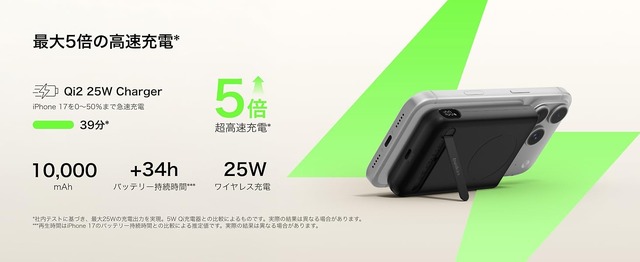 MagSafeバッテリーの弱点解消、背面マグネットつきQi2 25Wモデルをベルキンが発売