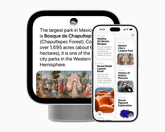 Apple、新しいスマートホーム製品 HomeView 発表。7インチ画面にSiri AI搭載、6人まで見分けて本人向け表示に