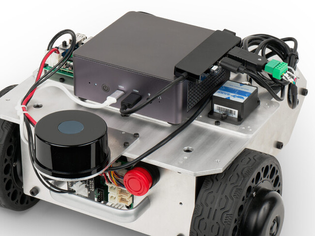 @mobi対応ハードウェアセット 搭載例 (研究開発用台車ロボット本体は別売)