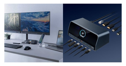 デスク周りをすっきり集約！電源内蔵・液晶搭載のUSB-Cドッキングステーションを発売