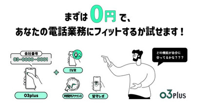 スマホで固定電話が使用できるクラウドPBX「03plus」、IVR・時間外アナウンス・留守レポの3大機能も無料で試せる「0円スタートプラン」に進化