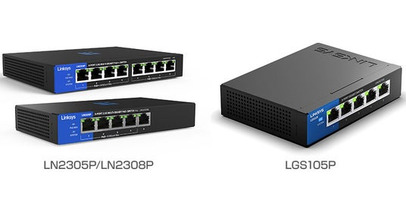 PoE給電に対応するアンマネージドスイッチ、Linksys社製「LN2305P」「LN2308P」「LGS105P」を発売開始