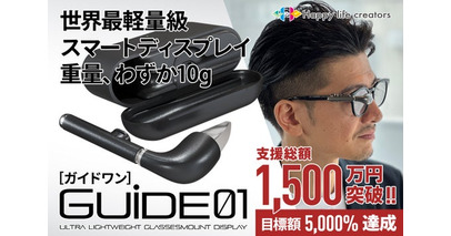 世界最小・最軽量級スマートディスプレイ「GUIDE01」クラウドファンディング支援総額1,500万円突破・ストレッチゴール達成